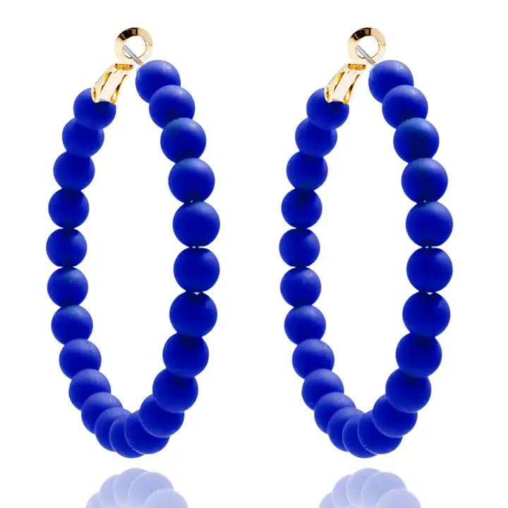 Matte Beaded Hoop Earring