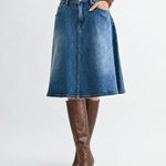 Denim Flowy Midi Skirt