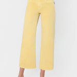HIGH RISE BABY YELLOW COLOR CROP WIDE LEG JEANS T5894BYL