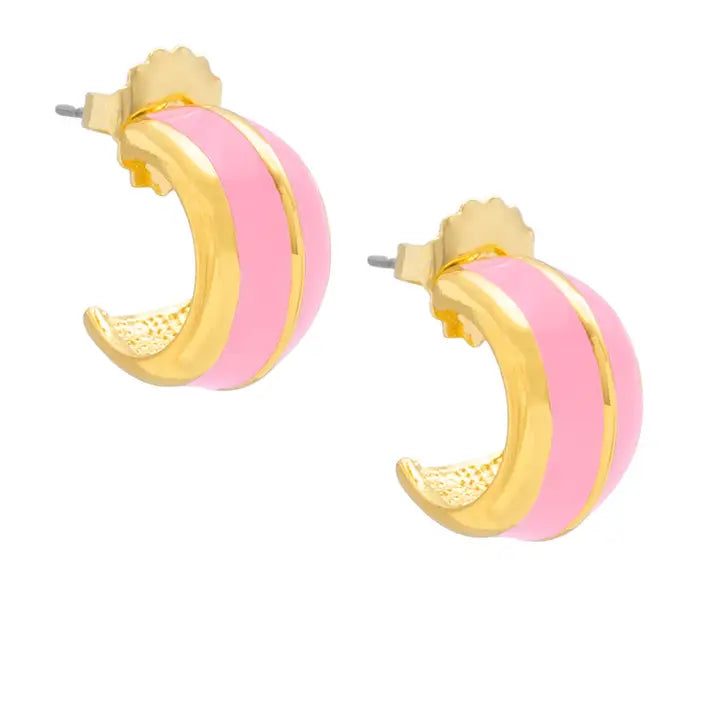 Pink and Gold Stripe Hoops