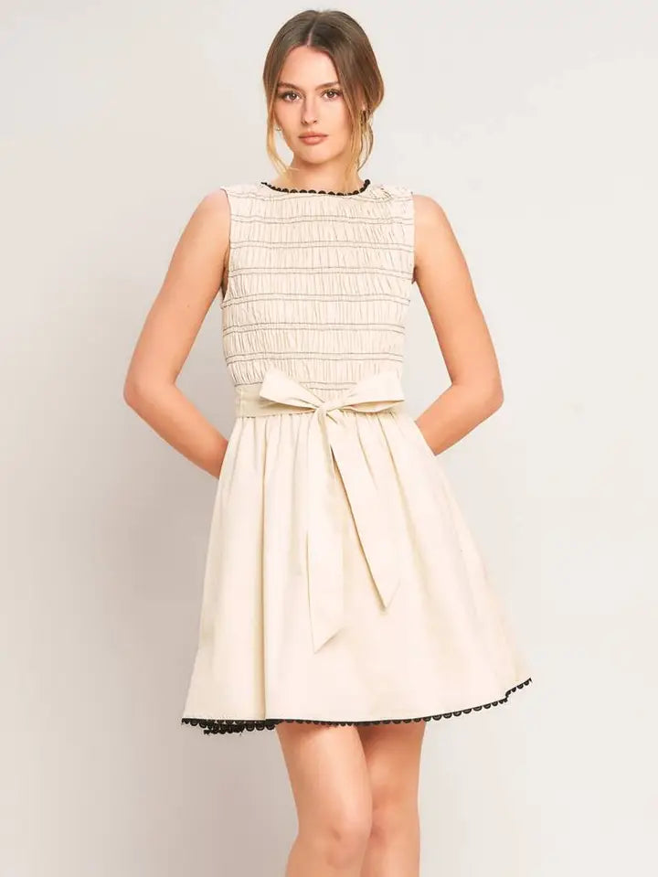 Trim and Tie Mini Dress