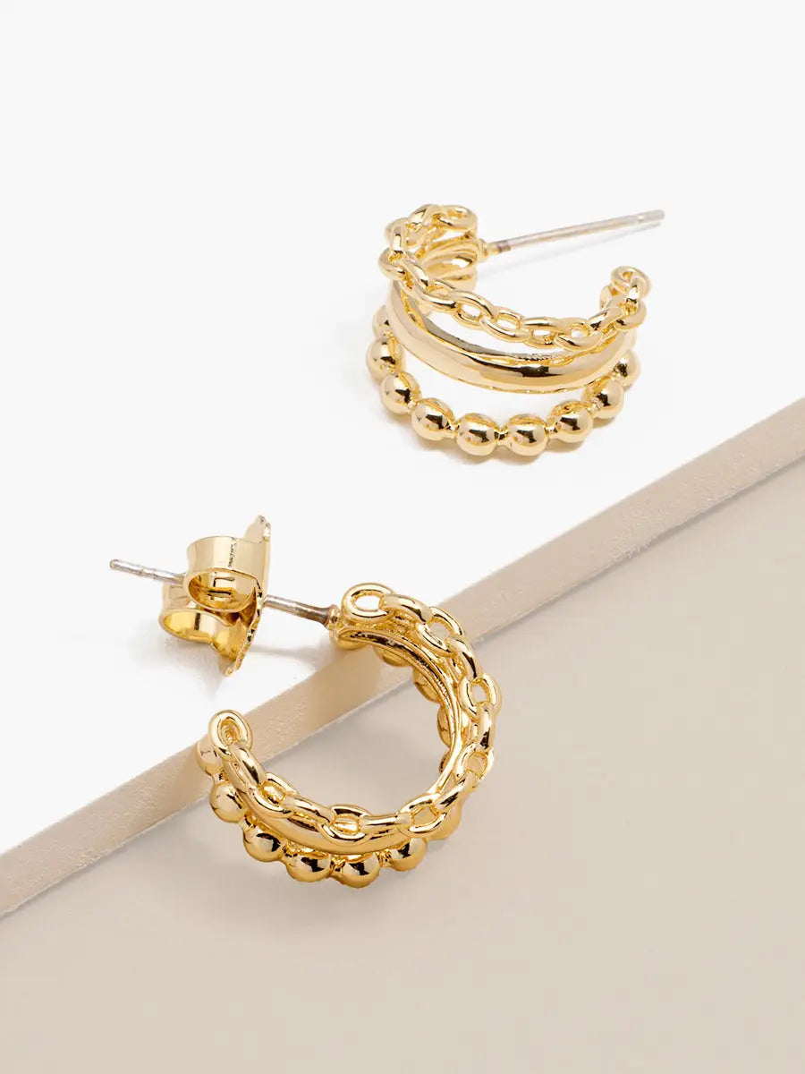 Gold Beads and Links Earrings