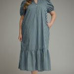 Emerald and Blue Curve Midi Dress