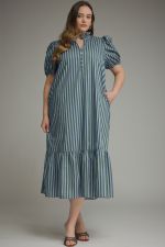 Emerald and Blue Curve Midi Dress
