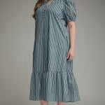Emerald and Blue Curve Midi Dress