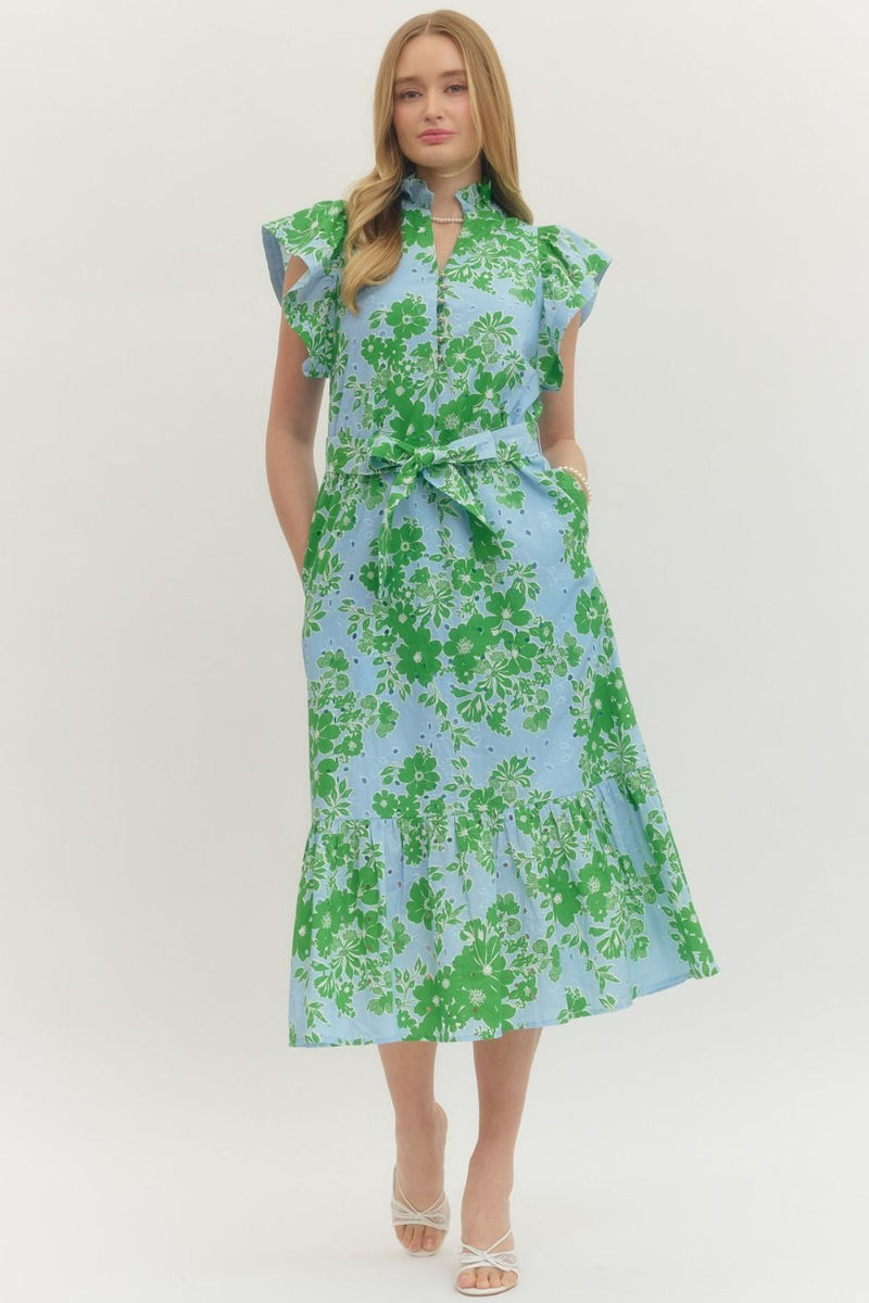 Emerald Breeze Midi Dress