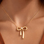 Golden Bow Charm Necklace