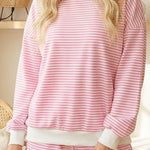 66Stripe Oversize Mock Neck Sweatshirt and Shorts Set (S-XL)