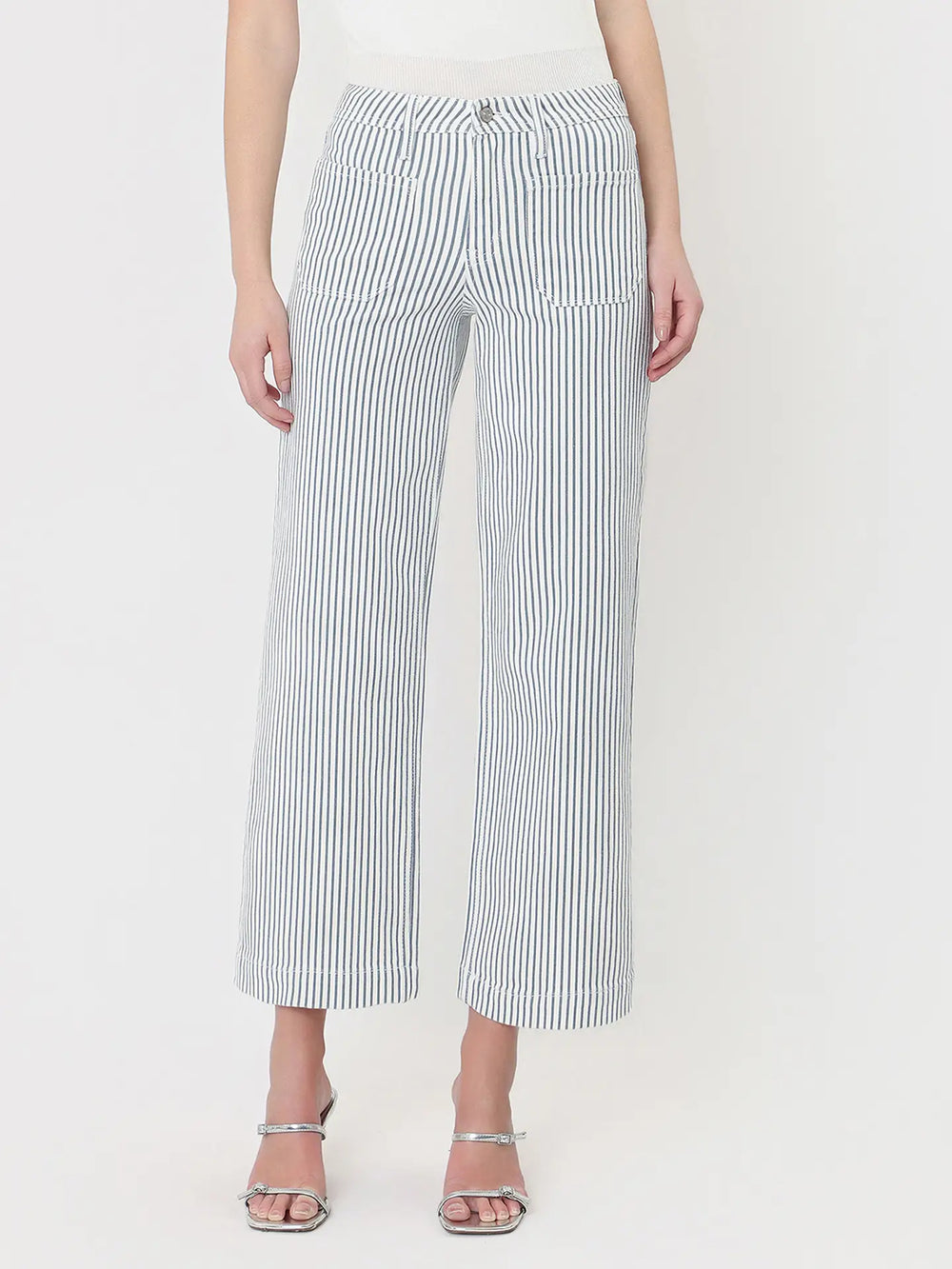 High Rise Striped Wide Leg