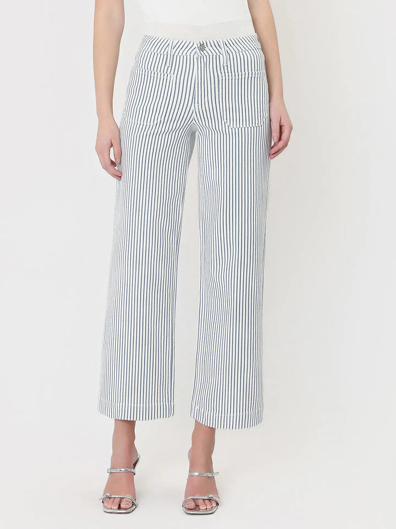 High Rise Striped Wide Leg