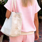 66Stripe Oversize Mock Neck Sweatshirt and Shorts Set (S-XL)