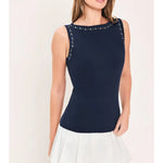 Embellished  In Navy Tank