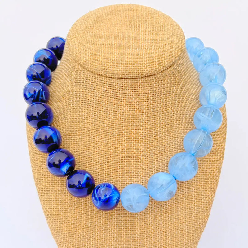 Two Tone Blue Bauble Necklace