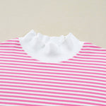 66Stripe Oversize Mock Neck Sweatshirt and Shorts Set (S-XL)