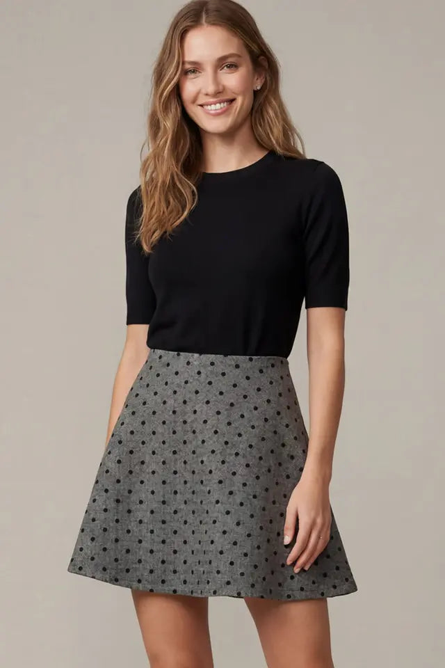 Charcoal Dot Mini Skirt