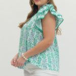 Charming in Blue Curve Top