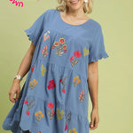 Blue Flower Curve Dress