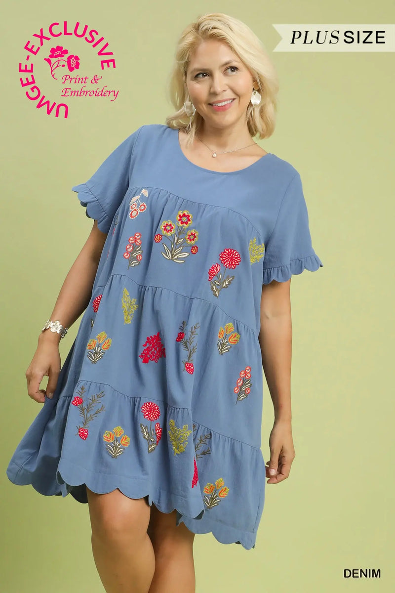 Blue Flower Curve Dress