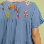 Blue Flower Curve Dress