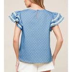Powder Blue Polka Dot Top