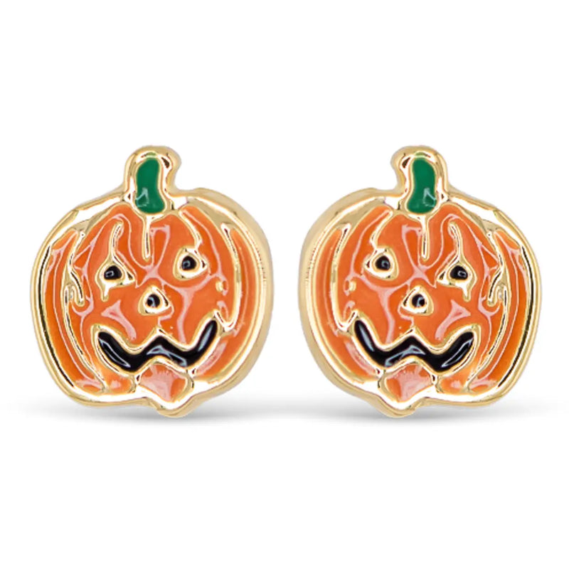 Gold Pumpkin Enamel Earrings