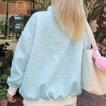 66Stripe Oversize Mock Neck Sweatshirt and Shorts Set (S-XL)