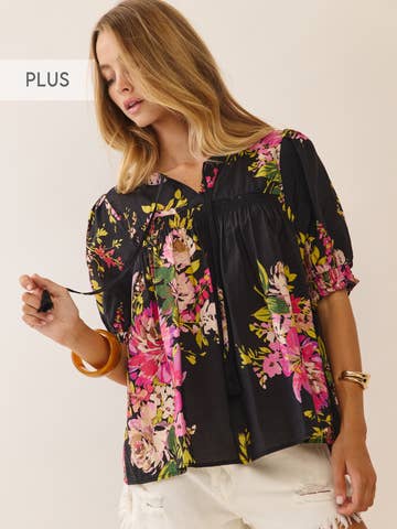 Midnight Bloom Curve Top