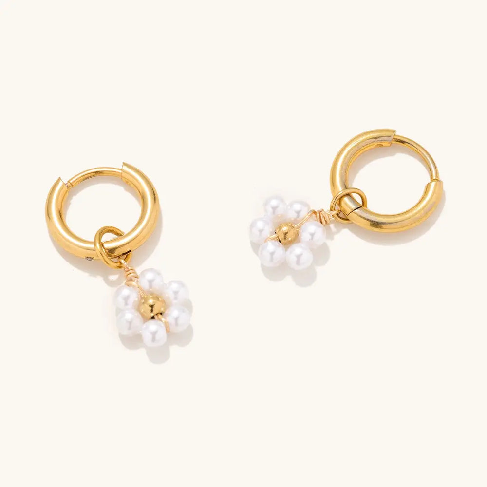 Pearl Daisy Hoops