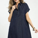 Midnight Stripe Denim Dress