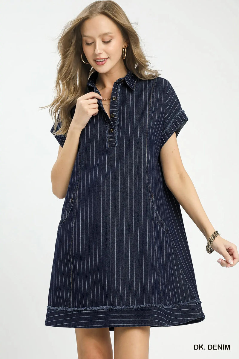 Midnight Stripe Denim Dress