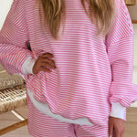 66Stripe Oversize Mock Neck Sweatshirt and Shorts Set (S-XL)