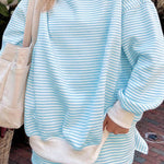 66Stripe Oversize Mock Neck Sweatshirt and Shorts Set (S-XL)