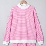 66Stripe Oversize Mock Neck Sweatshirt and Shorts Set (S-XL)