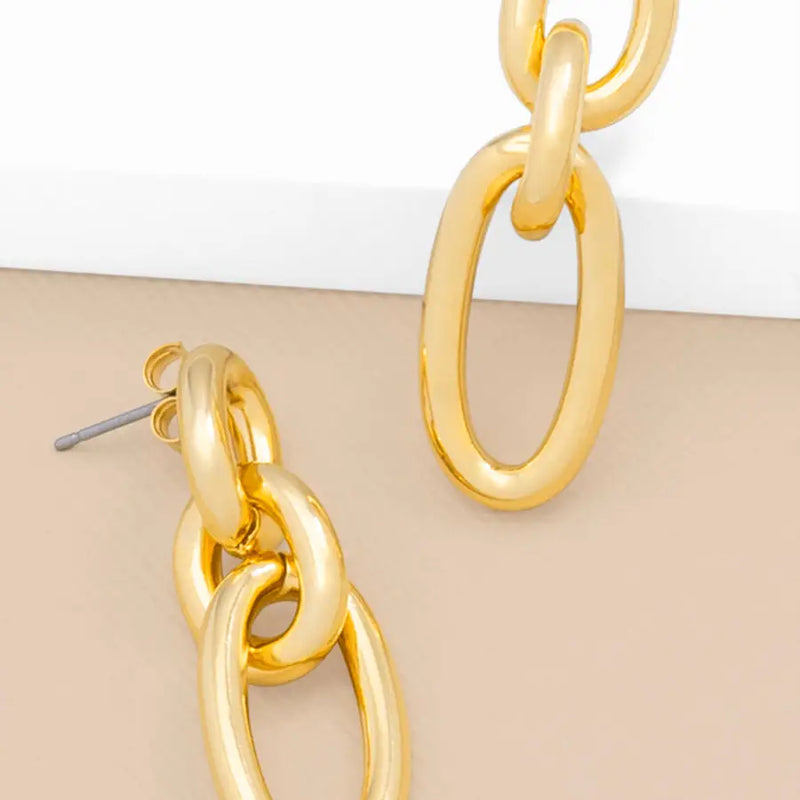 Gold Double Link Earrings