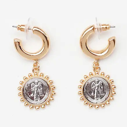 Mixed Metal Moment Earrings-Gold
