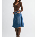 Denim Flowy Midi Skirt