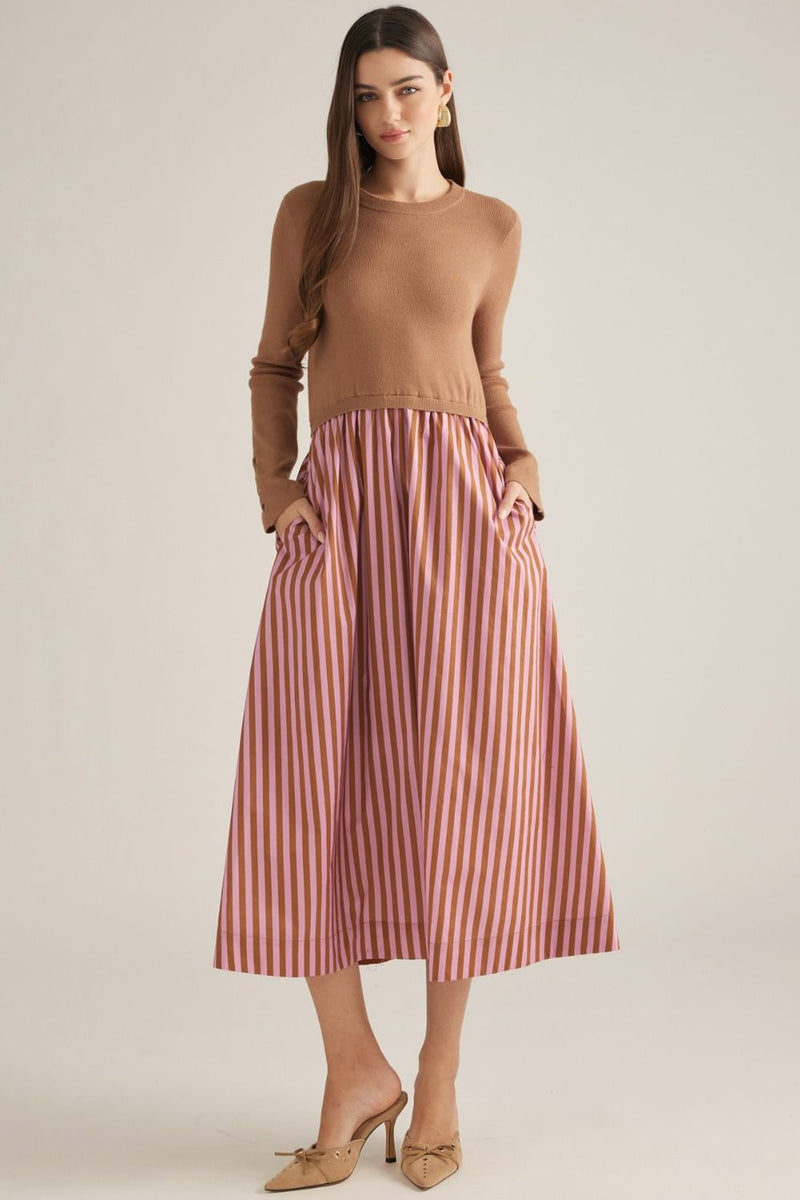 Blush & Caramel Midi Dress