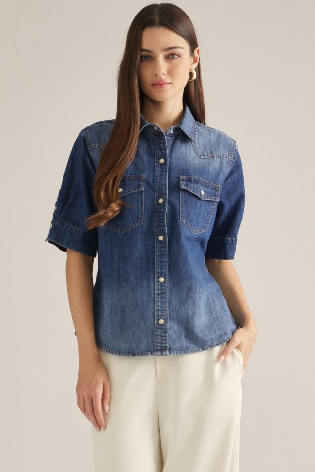 Buttoned in Blue Top