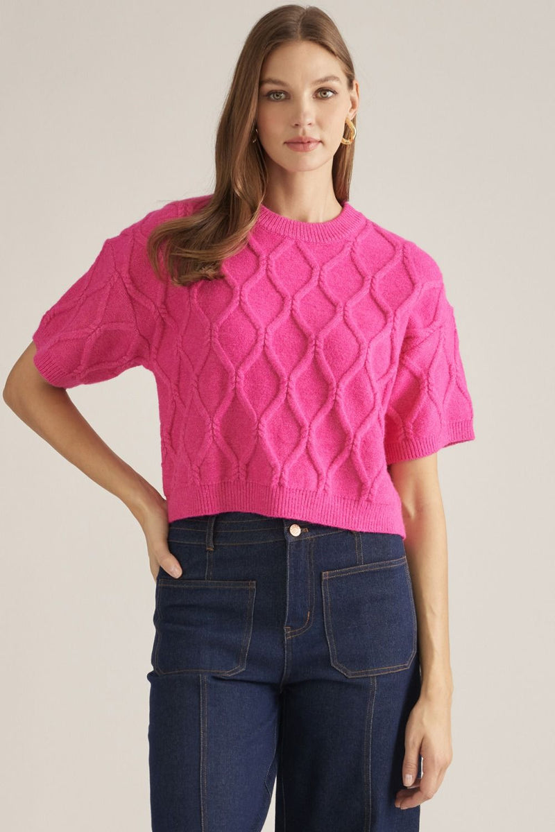 Pretty in Pink Cable Sweater
