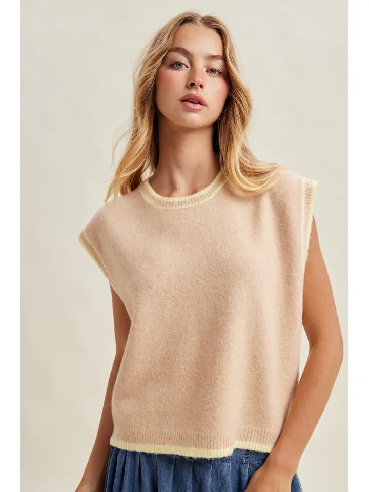 Golden Trim Sweater Vest