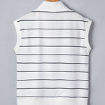 LDC Stripe Color Block Zip V Neck Sleeveless Top