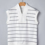 LDC Stripe Color Block Zip V Neck Sleeveless Top