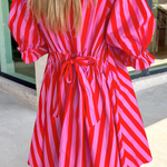 Stripe Tie Puff Sleeve Button Down Shirt SS26 | S-XL