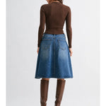 Denim Flowy Midi Skirt