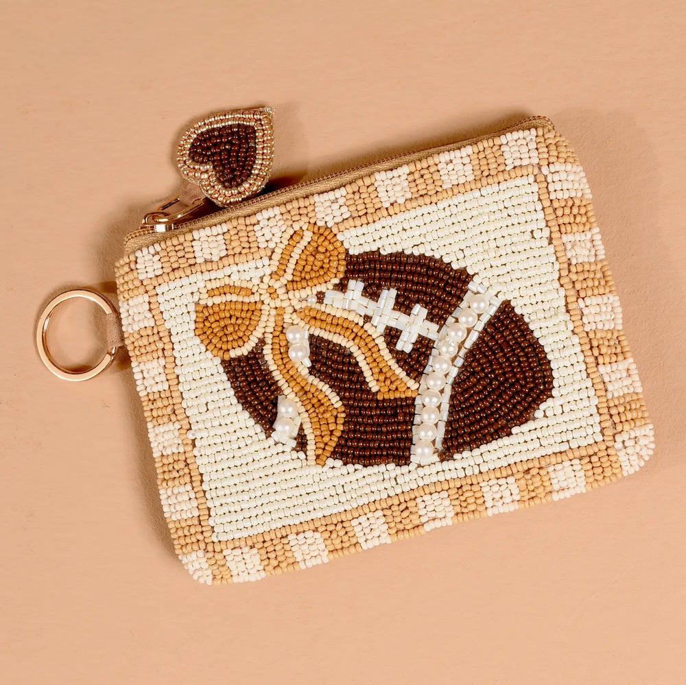 Football Beaded Pouch