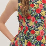 Navy Blossom Edge Dress