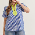 Gingham Curve Top