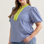 Gingham Curve Top