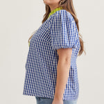 Gingham Curve Top