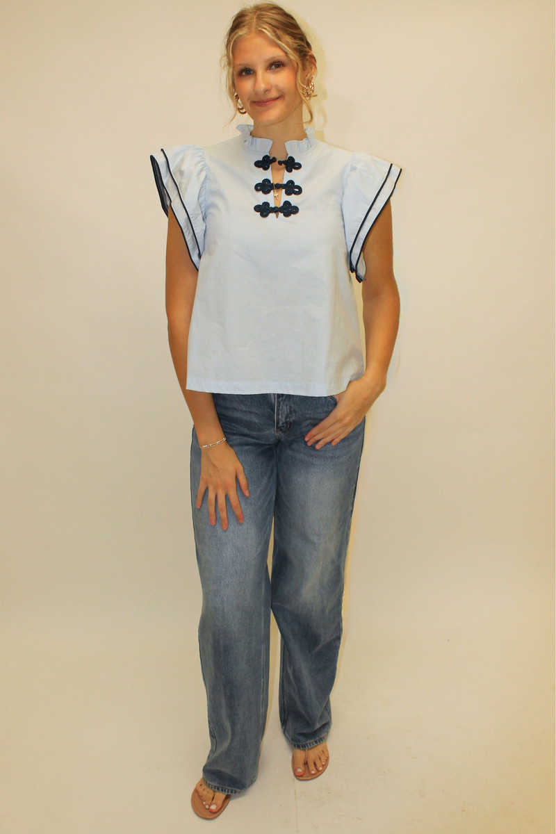 Ruffle Flutter Sleeve Top